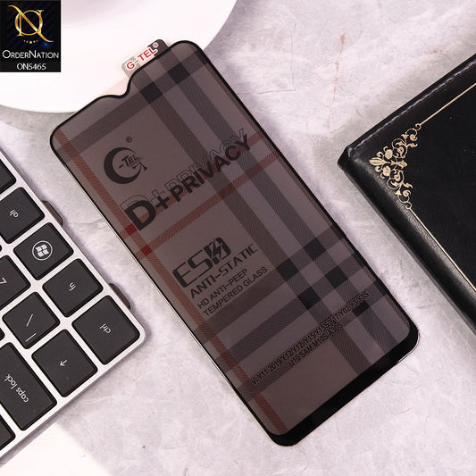 Vivo Y15s Cover - Black - Privacy Glass Screen Protector G-tel D+ Privacy HD Anti-Peep Tempered Glass