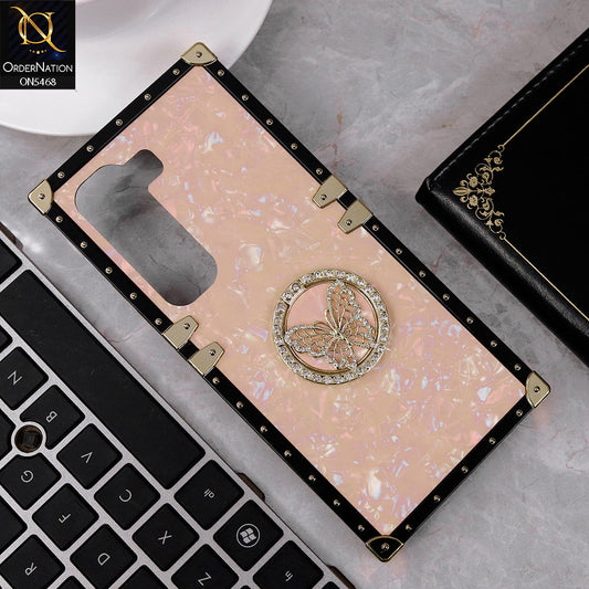 Infinix Hot 50 4G Cover - Baby Pink - Trendy Stylish Soft Square Trunk Case with Ring Holder Butterfly Design