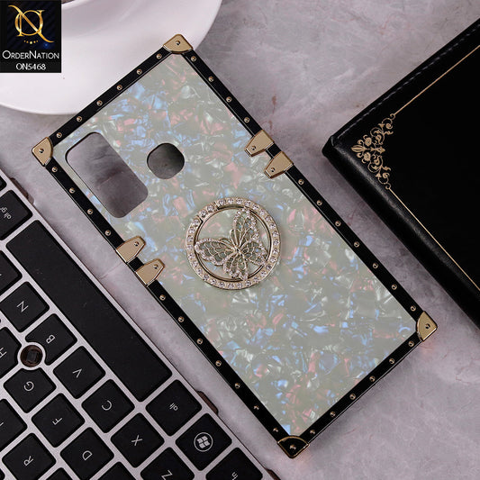 Infinix Smart 5 Cover - Light Green - Trendy Stylish Soft Square Trunk Case with Ring Holder Butterfly Design
