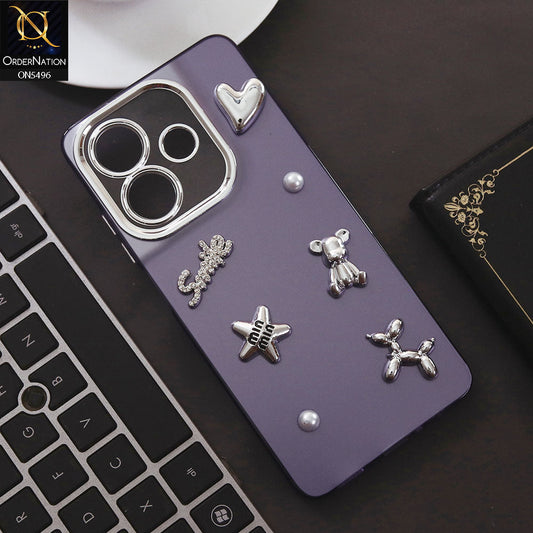 Oppo A3x 5G Cover - Purple - 3D Smile Cartoon Matte Shinny Case With Camera Protection Soft Border Case