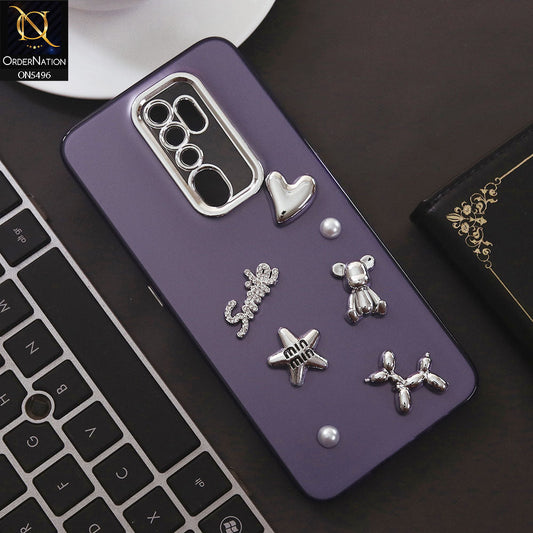 Oppo A5 2020 Cover - Purple - 3D Smile Cartoon Matte Shinny Case With Camera Protection Soft Border Case