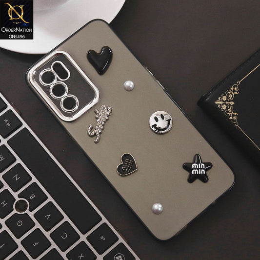Oppo A55 5G Cover - Black - 3D Smile Cartoon Matte Shinny Case With Camera Protection Soft Border Case