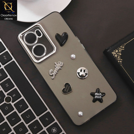 Oppo A77 4G Cover - Black - 3D Smile Cartoon Matte Shinny Case With Camera Protection Soft Border Case