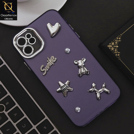 iPhone 11 Cover - Purple - 3D Smile Cartoon Matte Shinny Case With Camera Protection Soft Border Case