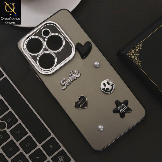 Itel P55 4G Cover - Black - 3D Smile Cartoon Matte Shinny Case With Camera Protection Soft Border Case