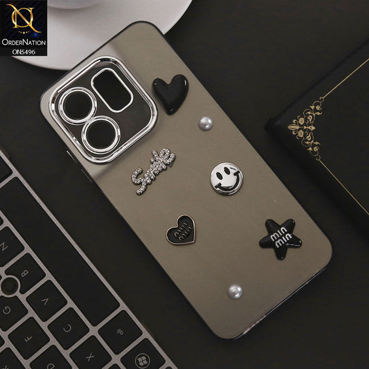 Infinix Smart 9 Cover - Black - 3D Smile Cartoon Matte Shinny Case With Camera Protection Soft Border Case