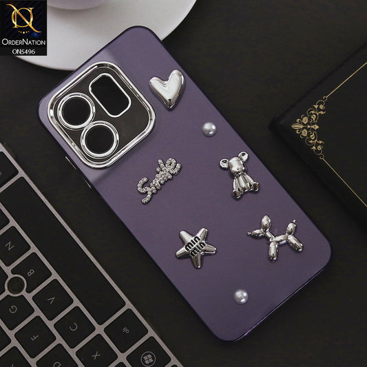 Infinix Smart 9 Cover - Purple - 3D Smile Cartoon Matte Shinny Case With Camera Protection Soft Border Case
