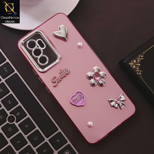 Vivo V23e 5G Cover - Pink - 3D Smile Cartoon Matte Shinny Case With Camera Protection Soft Border Case