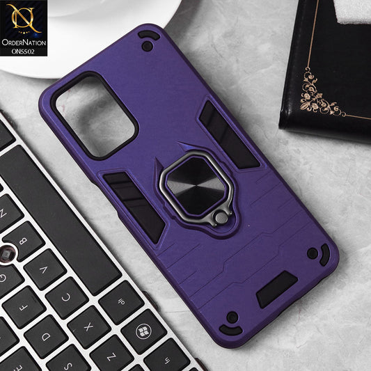 Oppo A54 4G Cover - Blue - New Dual PC + TPU Hybrid Style Protective Soft Border Case With Kickstand Holder