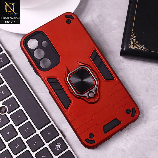 Samsung Galaxy A15 4G Cover - Red - New Dual PC + TPU Hybrid Style Protective Soft Border Case With Kickstand Holder
