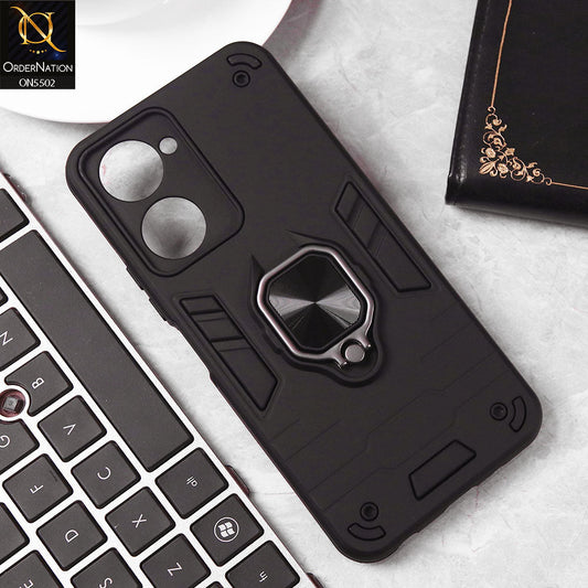 Vivo Y18 Cover - Black - New Dual PC + TPU Hybrid Style Protective Soft Border Case With Kickstand Holder