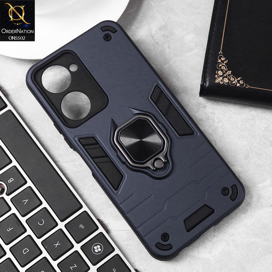 Vivo Y18 Cover - Midnight Blue - New Dual PC + TPU Hybrid Style Protective Soft Border Case With Kickstand Holder