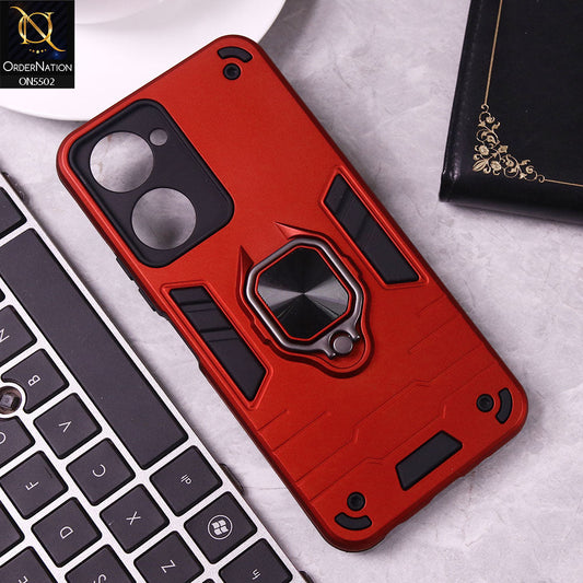 Vivo Y18 Cover - Red - New Dual PC + TPU Hybrid Style Protective Soft Border Case With Kickstand Holder