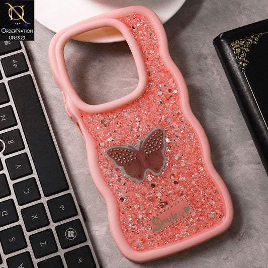 Itel P55 4G Cover - Pink - New Premium Smile Glitter Soft Case