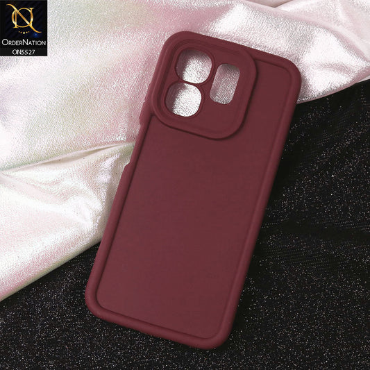 Infinix Smart 9 Cover - Maroon - Soft Silicone Case With Round Bumper Matte TPU Shockproof Cover