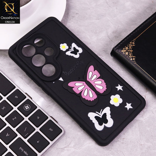 itel S25 Ultra Cover - Black - 3D Butterfly Soft Case With Camera Protection Case