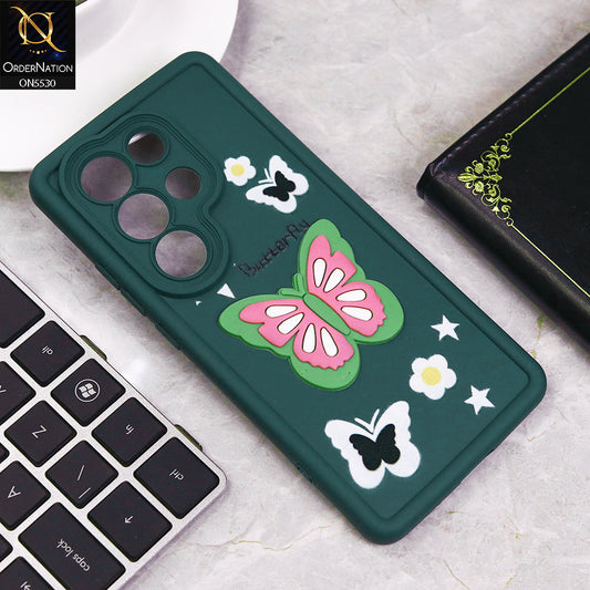itel S25 Ultra Cover - Green - 3D Butterfly Soft Case With Camera Protection Case