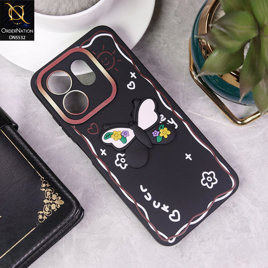 Infinix Smart 9 Cover - Black - New Cute 3D Butterfly Luck Soft Case With Camera Protection
