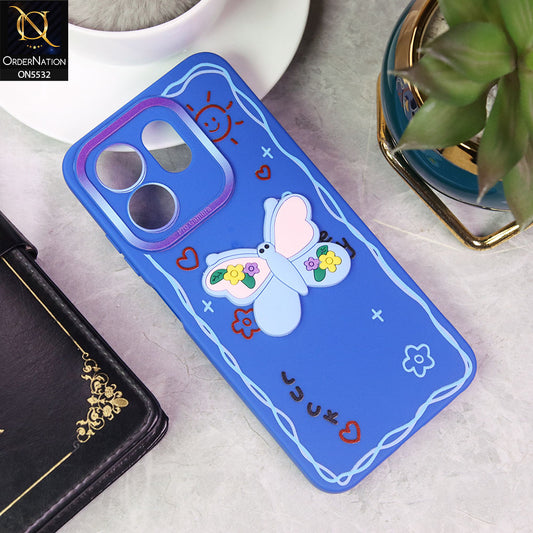 Infinix Smart 9 Cover - Blue - New Cute 3D Butterfly Luck Soft Case With Camera Protection