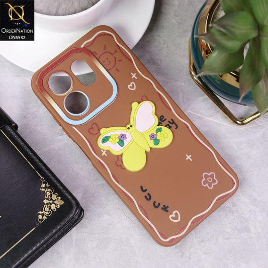 Infinix Smart 9 Cover - Brown - New Cute 3D Butterfly Luck Soft Case With Camera Protection