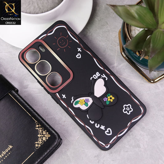 Vivo Y29 5G Cover - Black - New Cute 3D Butterfly Luck Soft Case With Camera Protection