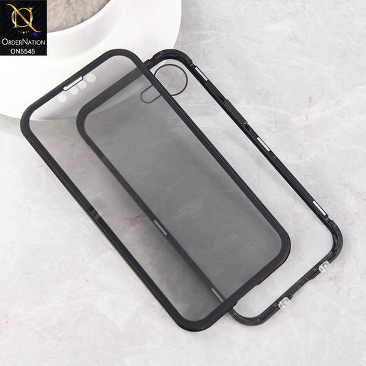 iPhone 16e  Cover - Black - Luxury HQ Privacy Magnetic Matel Frame Dual Side Tempered Glass Case