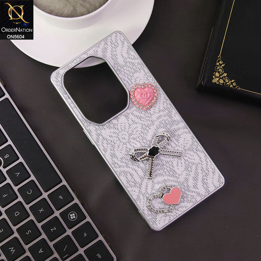 Infinix Hot 50 Pro Plus Cover - White -  Elegant Fancy 3D Rhinestomes Thin Protective Soft Borders Case