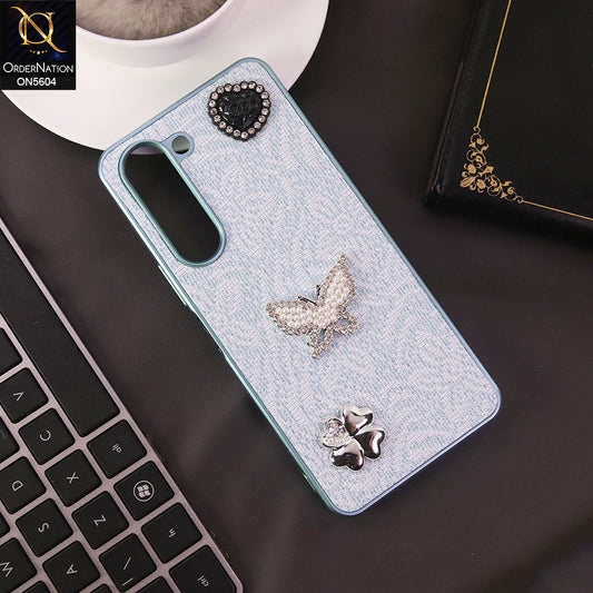 Vivo Y04 Cover - Blue -  Elegant Fancy 3D Rhinestomes Thin Protective Soft Borders Case