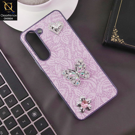 Vivo Y04 Cover - Purple -  Elegant Fancy 3D Rhinestomes Thin Protective Soft Borders Case