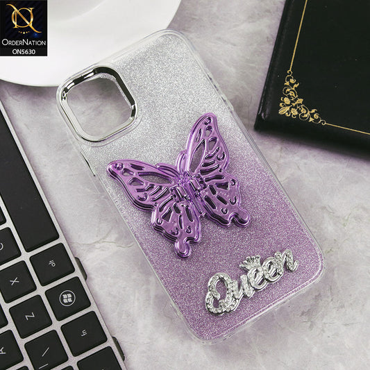 iPhone 11 Cover - Purple -Trendy Queen Dual Tone Gradient Glitter Shiny Soft Case With Butterfly Kickstand Holder (Glitter Does Not Move)