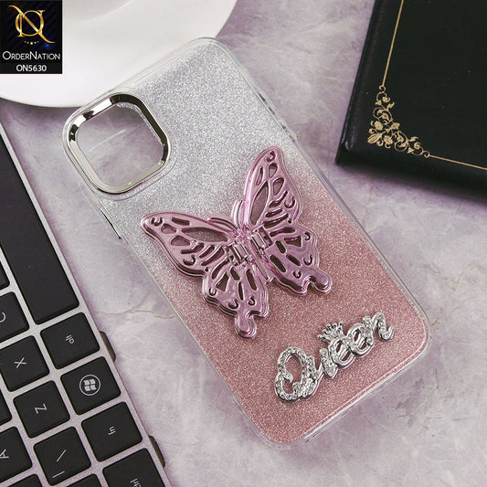 iPhone 11 Cover - Rose Gold -Trendy Queen Dual Tone Gradient Glitter Shiny Soft Case With Butterfly Kickstand Holder (Glitter Does Not Move)