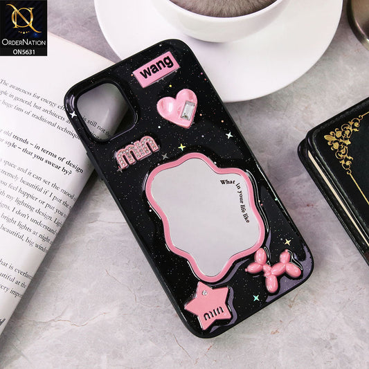 iPhone 11  Cover - Design 2 - 3D Cartoon Pink Love Heart Little Star Glossy Surface Case