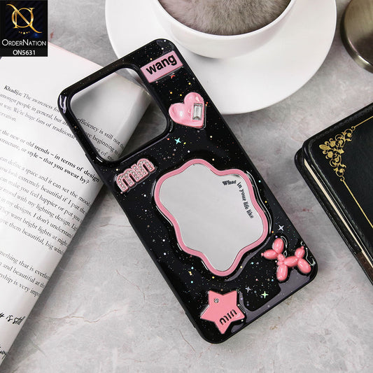 Realme Note 70  Cover - Design 2 - 3D Cartoon Pink Love Heart Little Star Glossy Surface Case