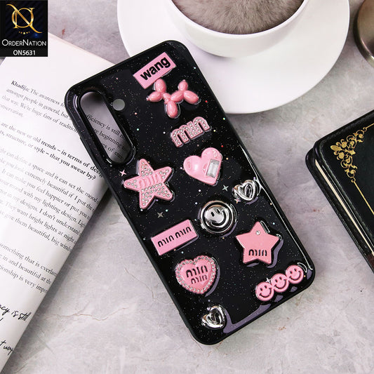 Samsung Galaxy A16 5G  Cover - Design 1 - 3D Cartoon Pink Love Heart Little Star Glossy Surface Case
