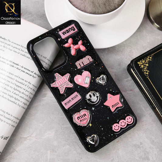 Infinix Smart 10  Cover - Design 1 - 3D Cartoon Pink Love Heart Little Star Glossy Surface Case