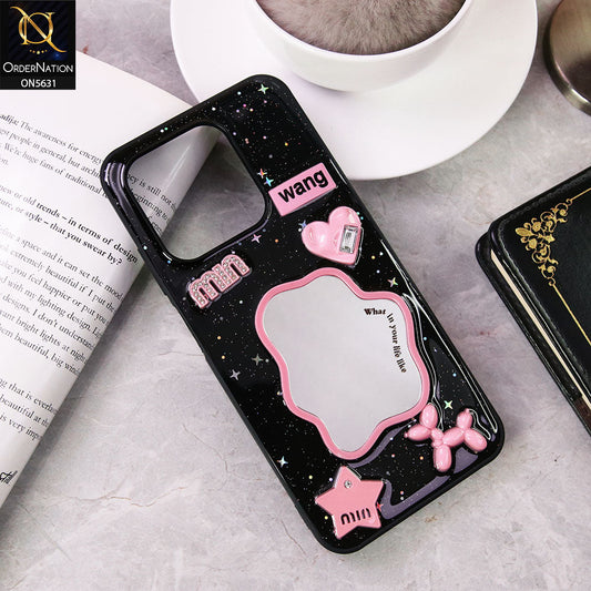 Infinix Smart 9  Cover - Design 2 - 3D Cartoon Pink Love Heart Little Star Glossy Surface Case
