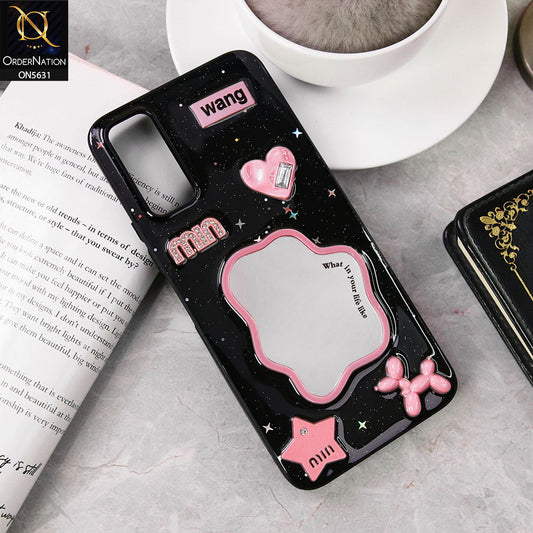 Vivo Y20s  Cover - Design 2 - 3D Cartoon Pink Love Heart Little Star Glossy Surface Case