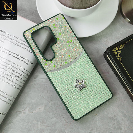 itel S25 Ultra Cover - Green -New Trendy Shiny Glitter Bling Texture And Star Rhinestone Case