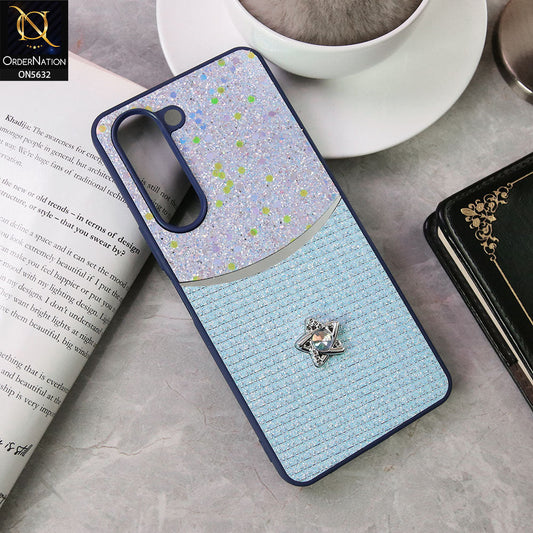 Vivo Y04 Cover - Blue -New Trendy Shiny Glitter Bling Texture And Star Rhinestone Case