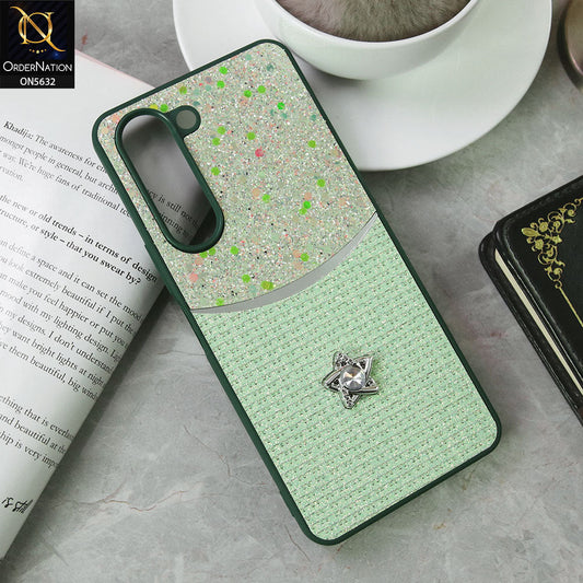Vivo Y04 Cover - Green -New Trendy Shiny Glitter Bling Texture And Star Rhinestone Case