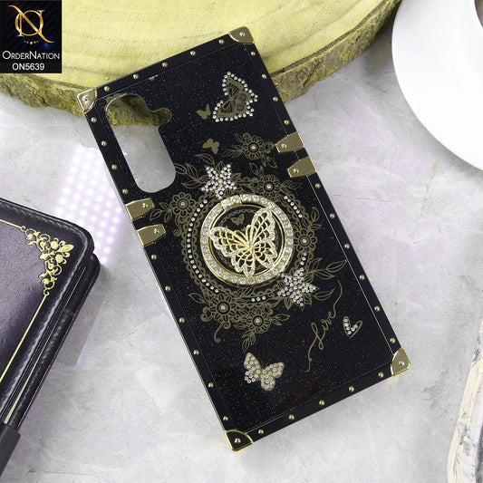 Samsung Galaxy A16 5G Cover - Black - Square Bling Diamond Glitter Soft TPU Trunk Case with Ring Holder