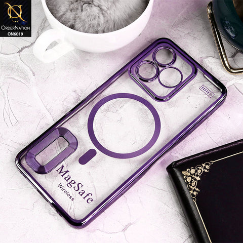 Realme Narzo N53 Cover - Purple - Transparent Electroplating Borders Soft Silicon Magsafe Style Case With Camera Protection