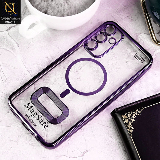 Samsung Galaxy A15 4G Cover - Purple - Transparent Electroplating Borders Soft Silicon Magsafe Style Case With Camera Protection