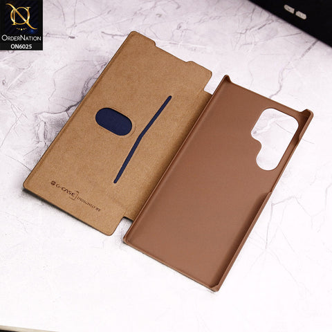 Samsung Galaxy S24 Ultra Cover - Brown - G-Case Business Series Premium PU Leather Flip Book Card Slot Case