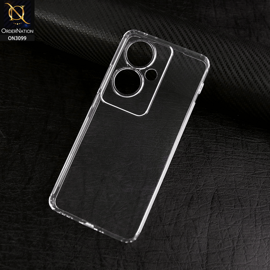Oppo Reno 11F Cover - Transparent -  Soft 4D Design Shockproof Silicone Transparent Clear Camera Protection Case