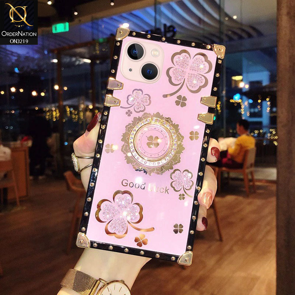 iPhone 13 Cover Pink Square Bling Diamond Glitter Soft TPU