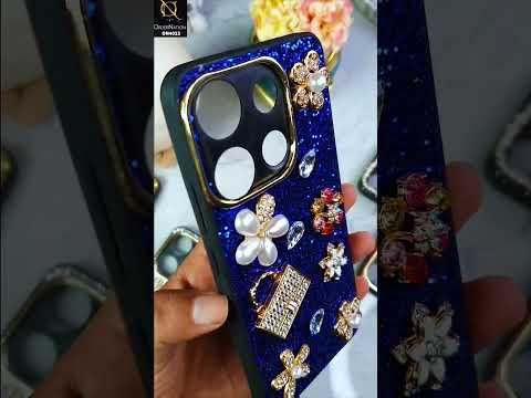 Vivo Y21G Cover - Blue - New Bling Bling Sparkle 3D Flowers Shiny Glitter Texture Protective Case