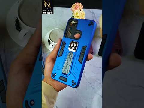 Infinix Hot 20i Cover - Blue - Luxury Hybrid Shockproof Magnet Adsorption Stand Case