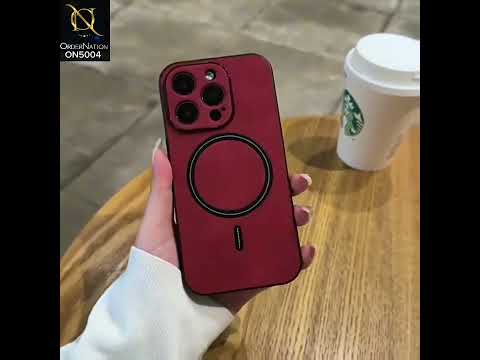 iPhone 11 Pro Max Cover - Red - New Luxury Matte Leather Magnetic MagSafe Wireless Charging Soft Case