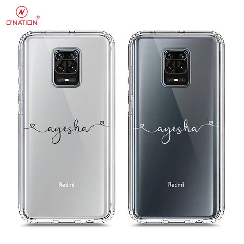 Xiaomi Redmi Note 9S Cover - Personalised Name Series - 8 Designs - Clear Phone Case - Soft Silicon Borders
